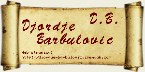 Đorđe Barbulović vizit kartica